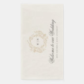 Traditionele Monogram Blush Crest Elegante Bruilof Servet (Voorkant)