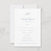 Traditionele Monogram Classic Dusty Blue Wedding RSVP Kaartje (Voorkant)
