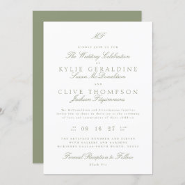 Traditionele Monogram Classic Sage Green Wedding Kaart