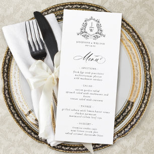 Traditionele Monogram Crest Bloemrijke Elegante Br Menu