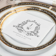 Traditionele Monogram Crest Bloemrijke Elegante Br
