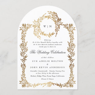 Traditionele Monogram Crest Classic Elegant Arch Kaart