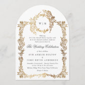 Traditionele Monogram Crest Classic Elegant Arch Kaart (Voorkant)