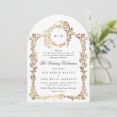 Traditionele Monogram Crest Classic Elegant Arch Kaart (Staand voorkant)