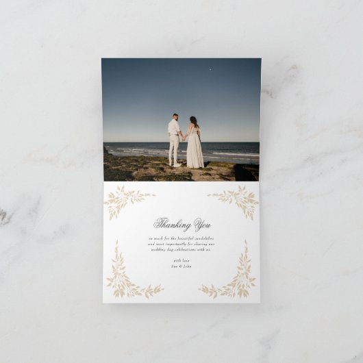 Traditionele Monogram Crest Classic Elegante Bruil Bedankkaart (Binnen)