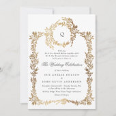 Traditionele Monogram Crest Classic Elegante Bruil Kaart (Voorkant)