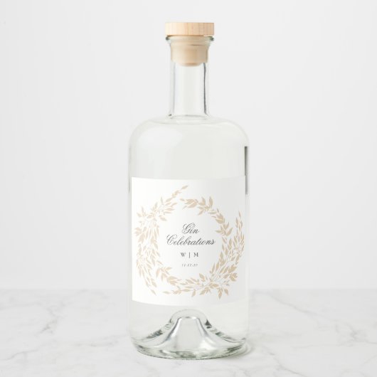 Traditionele Monogram Crest Classic Elegante Bruil Likeurfles Etiket (Voorkant)