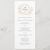 Traditionele Monogram Crest Classic Elegante Bruil Programmakaart (Voorkant)