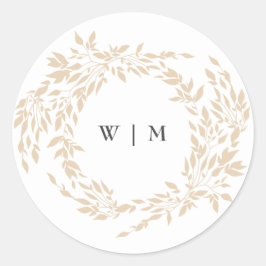 Traditionele Monogram Crest Classic Elegante Bruil Ronde Sticker