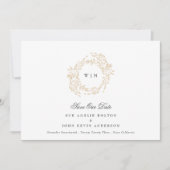 Traditionele Monogram Crest Classic Elegante Bruil Save The Date (Voorkant)