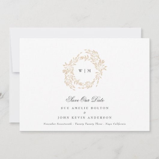 Traditionele Monogram Crest Classic Elegante Bruil Save The Date (Voorkant)