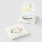 Traditionele Monogram Crest Classic Elegante Bruil Stenen Onderzetter (Zijkant)