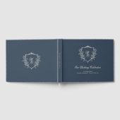 Traditionele Monogram Crest Classic Navy Wedding Gastenboek (Volledig)