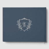 Traditionele Monogram Crest Classic Navy Wedding Gastenboek (Achterkant)
