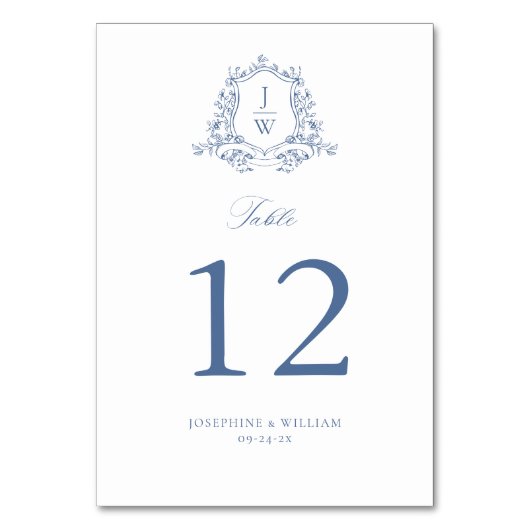 Traditionele Monogram Crest Elegant Wedding Kaart (Voorkant)