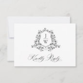 Traditionele Monogram Crest Floral Elegant Huwelij RSVP Kaartje (Voorkant)
