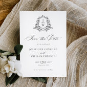 Traditionele Monogram Crest Floral Elegant Huwelij Save The Date