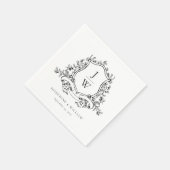 Traditionele Monogram Crest Floral Elegant Huwelij Servet (Hoek)