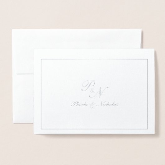 Traditionele Monogram Formele Bruiloft Folie Kaarten (Voorkant met envelop)