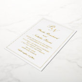 Traditionele Monogram Formele Elegante Huwelijk Folie Uitnodiging (Gedraaid)