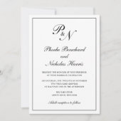 Traditionele Monogram Formele Elegante Huwelijk Kaart (Voorkant)