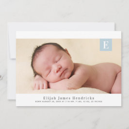 Traditionele monogram foto geboorteaankondiging kaart