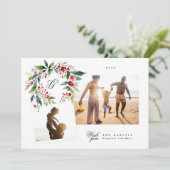 Traditionele Monogram Groene krans fotocollage Feestdagenkaart (Staand voorkant)