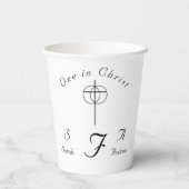 Traditionele monogram katholieke bruiloft papieren bekers (Achterkant)