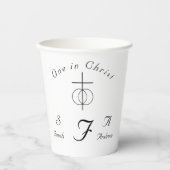 Traditionele monogram katholieke bruiloft papieren bekers (Voorkant)