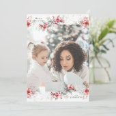 Traditionele monogram krans foto Kerstmis Feestdagenkaart (Staand voorkant)