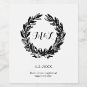Traditionele Monogram Wreath Wedding Gift Wijn Etiket (Enkel label)
