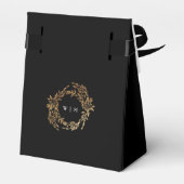 Traditionele Monogram Zwart Crest Klassieke Bruilo Bedankdoosjes (Achterkant)