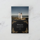 Traditionele Monogram Zwart Crest Klassieke Bruilo Bedankkaart (Binnen)