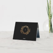 Traditionele Monogram Zwart Crest Klassieke Bruilo Bedankkaart (Achterkant)