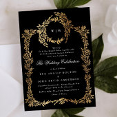 Traditionele Monogram Zwart Crest Klassieke Bruilo Kaart
