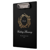 Traditionele Monogram Zwart Crest Klassieke Bruilo Klembord (Links)