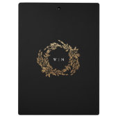 Traditionele Monogram Zwart Crest Klassieke Bruilo Klembord (Achterkant)