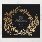 Traditionele Monogram Zwart Crest Klassieke Bruilo Likeurfles Etiket (Enkel label)