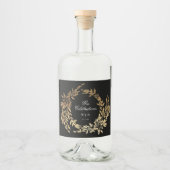 Traditionele Monogram Zwart Crest Klassieke Bruilo Likeurfles Etiket (Voorkant)