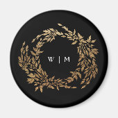 Traditionele Monogram Zwart Crest Klassieke Bruilo Magneet (Voorkant)