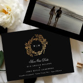 Traditionele Monogram Zwart Crest Klassieke Bruilo Save The Date