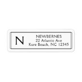 Traditionele Monogram Zwarte Witte Rand Briefpapie Etiket (Voorkant)