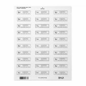 Traditionele Monogram Zwarte Witte Rand Briefpapie Etiket (Full Sheet)