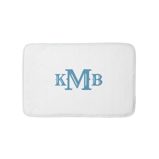 Traditionele monogrammen Blauw & Wit Badmat (Voorkant)