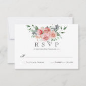 Traditionele mooie roze Waterverf Rose Bouquet RSVP Kaartje (Voorkant)