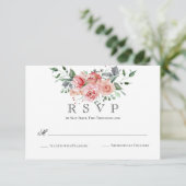 Traditionele mooie roze Waterverf Rose Bouquet RSVP Kaartje (Staand voorkant)