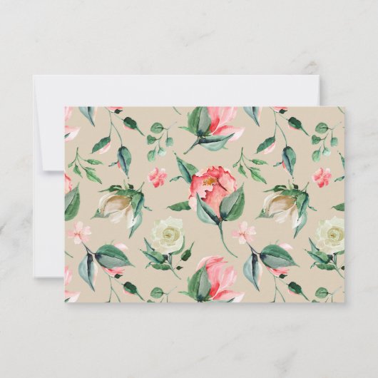 Traditionele mooie roze Waterverf Rose Bouquet RSVP Kaartje (Achterkant)