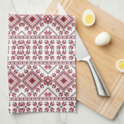 Traditionele Motif, Roemeens traditioneel Motif T- Theedoek (Quarter Fold)