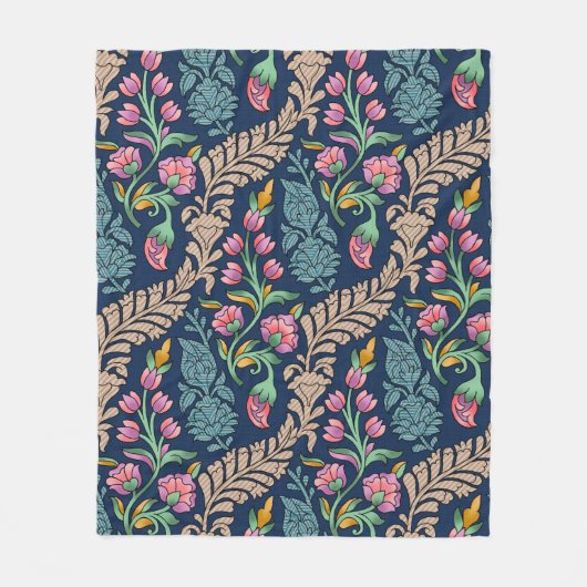 Traditionele Mughal Allover Designart, patroon, fl Fleece Deken (Voorkant)