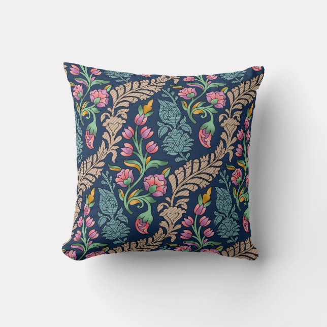 Traditionele Mughal Allover Designart, patroon, fl Kussen (Voorkant)